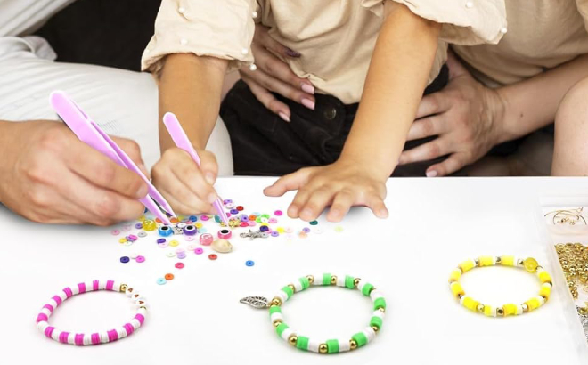 A Family Making Beads Bracelet