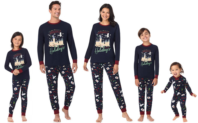 A Family in Harry Potter Christmas Pajamas