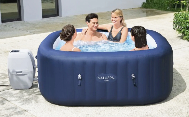 A Group of Friends Enjoying in Bestway SaluSpa Inflatable Hot Tub