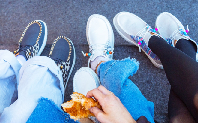 A Group of Friends Wearing Hey Dude Shoes