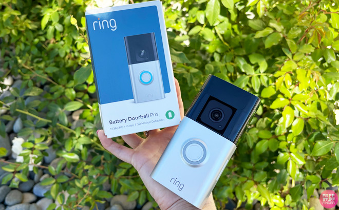 A Person Holding Ring Battery Doorbell Pro