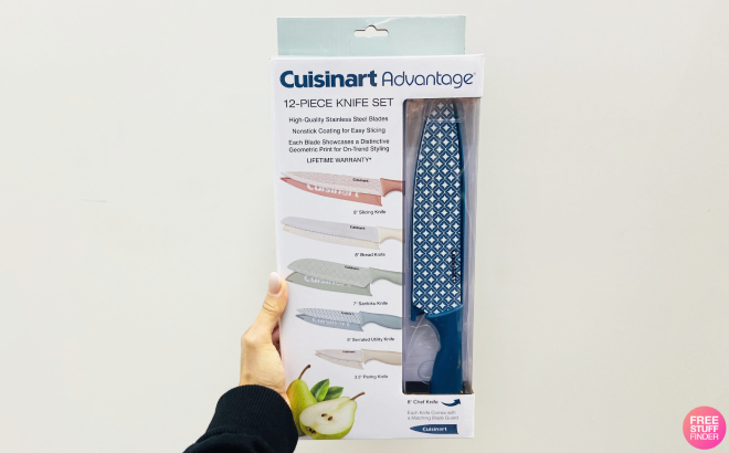 A Person Holding a Cuisinart Advantage 12 Piece Cutlery Set