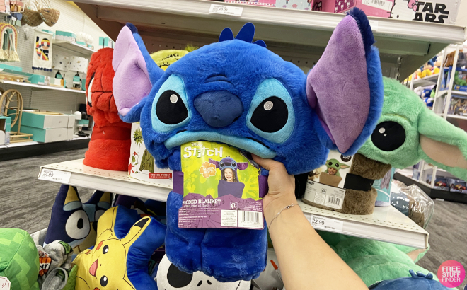 A Person Holding a Disney Stitch Hooded Blanket