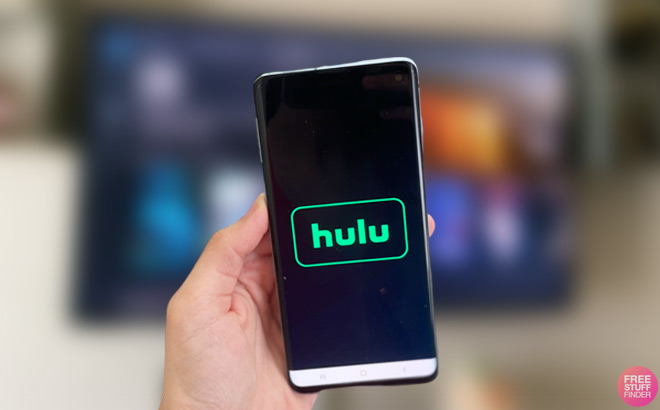 A Person Showing a Mobile Phone with Hulu Logo on It