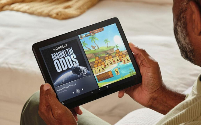 A Person Using the Amazon Fire HD 10 Inch Tablet