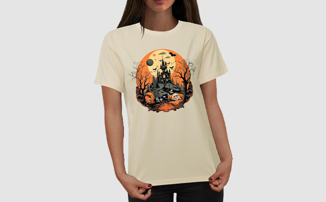 A Person Wearing Womens Halloween Shirt