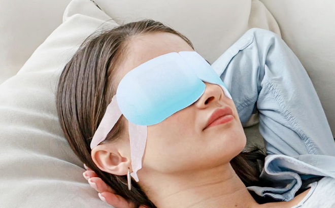 A Person Wearing a Steam Eye Mask