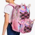 A Person wearing a Wonder Nation Butterfly Girls 17 Inch Laptop Backpack