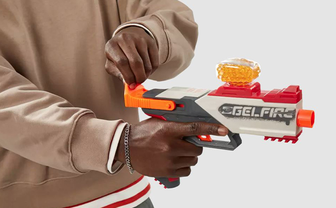 A Teenager Using the Nerf Pro Gelfire Legion Spring Action Blaster