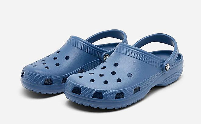 A pair of Bijou Blue Crocs Classic Clog Shoes