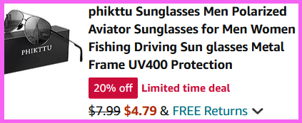 A screen grab of the checkout page for Phikttu Aviator Sunglasses