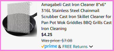 A screen shot of the checkout page for Cast Iron Cleaner