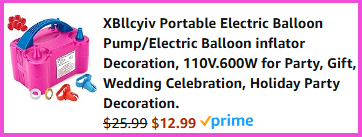 A screen shot of the checkout page for XBllcyiv Portable Electric Balloon Pump