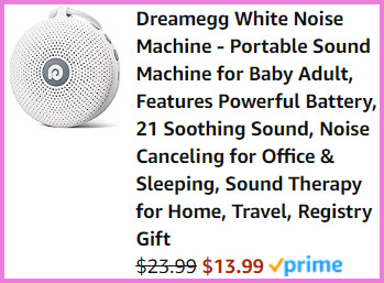 A screen shot of the checkout page for the purchase o Dreamegg White Noise Machinef