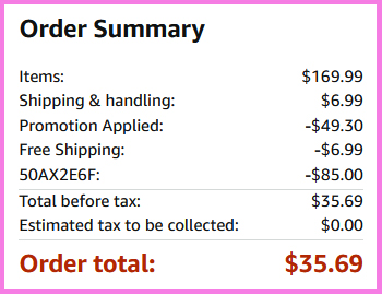 A screen shot of the order summary for Nicebay Hair Dryer Brush