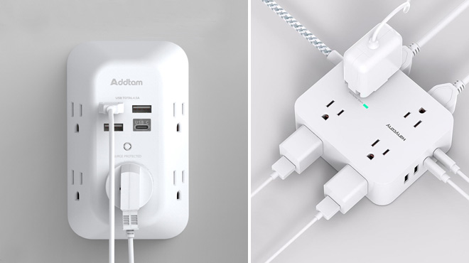 Addtam 5 Outlet Surge Protector Extender with USB Ports and Hanycony 8 Outlet Surge Protector Power Strip with USB Ports