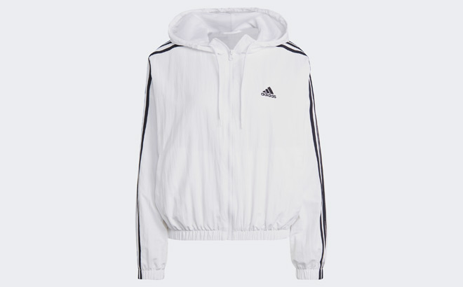 Adidas Womens Essentials 3 Stripes Woven Windbreaker