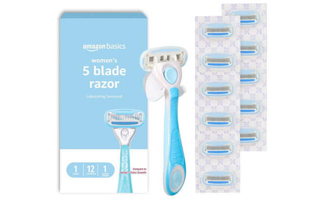 Amazon Basics 5 Blade Razor for Women Handle