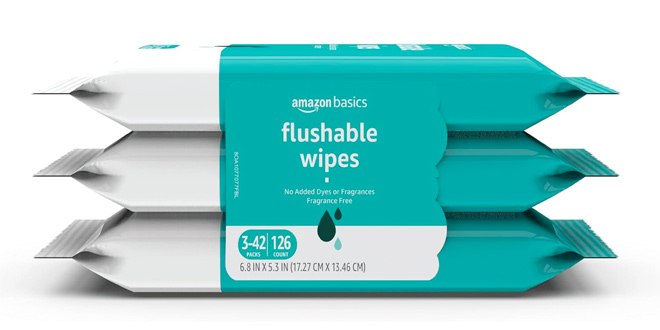 Amazon Basics Flushable Adult Toilet Wipes Fragrance Free