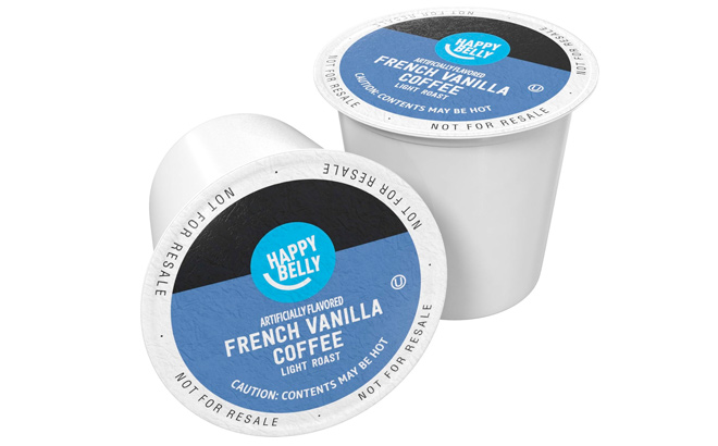 Amazon Brand Happy Belly Light Roast Coffee Pods French Vanilla Flavored