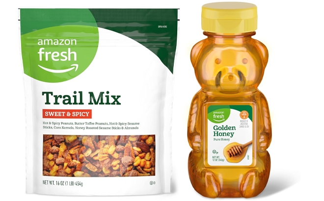 Amazon Fresh Sweet Spicy Trail Mix and Amazon Fresh Golden Honey