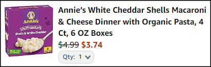 Annies White Cheddar Shells Macaroni Cheese Dinner with Organic Pasta Checkout