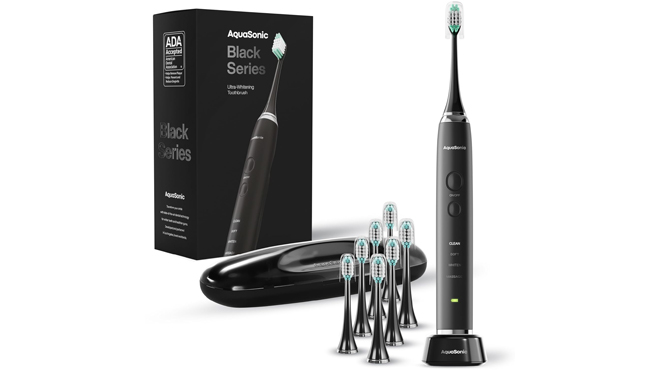 Aquasonic Electric Toothbrush with 8 Brush Heads Travel Case