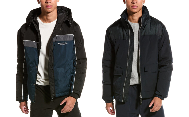 Armani Exchange Mens Colorblock Coat and Padded Coat