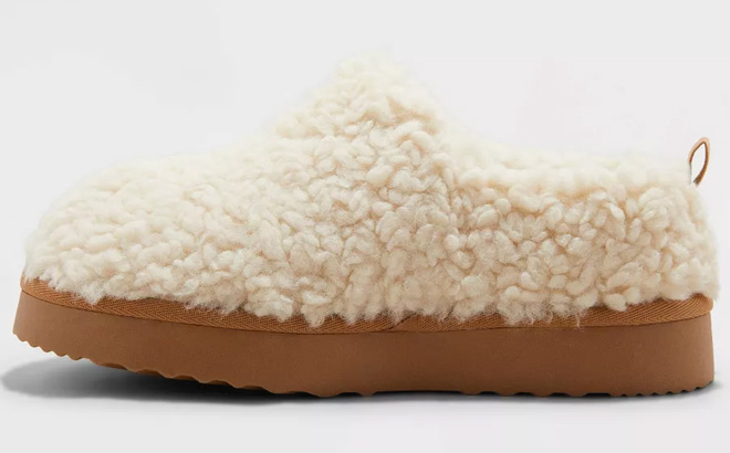 Auden Womens Mia Faux Shearling Clog Slipper