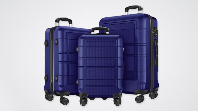 Axidou 3 Piece Luggage Set with Spinner Wheels in Dark Blue