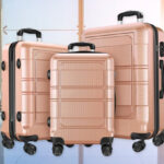 Axidou 3 Piece Luggage Set with Spinner Wheels in Rose Gold