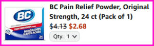 BC Pain Relief Powder Checkout Screen