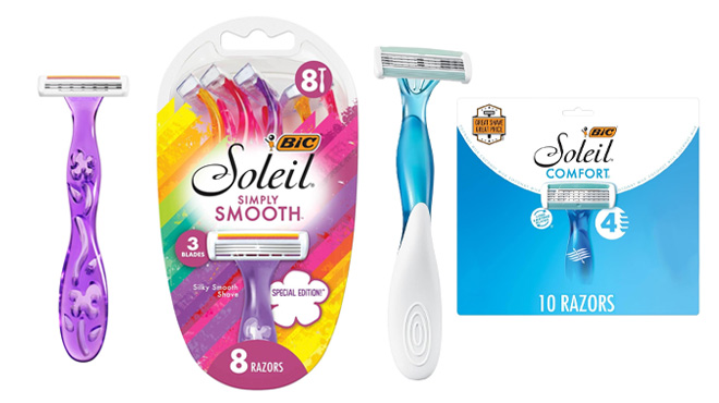 BIC Soleil Simply Womens Disposable Razors 8 Count and BIC Soleil Simply Womens Disposable Razors 10 Count