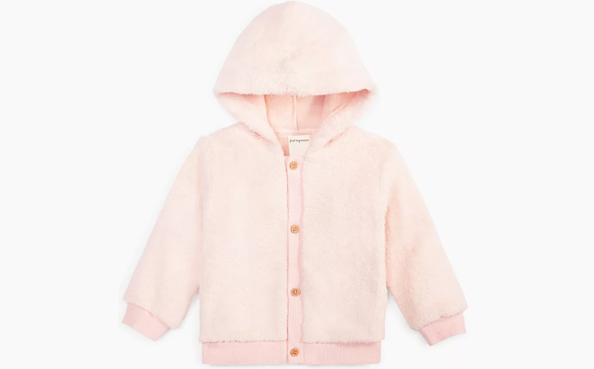 Baby Girls Faux Sherpa Hooded Cardigan