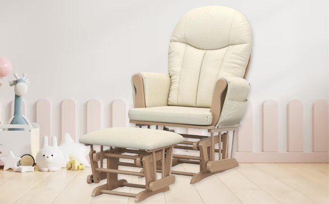 Baby Relax Huntington Nursery Glider & Ottoman in Natural Color