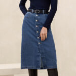 Banana Republic Factory Denim Knee Length Skirt