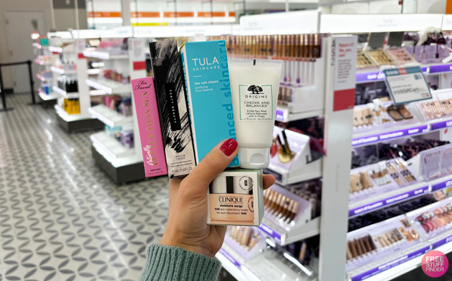 Beauty Products in a hand at Target