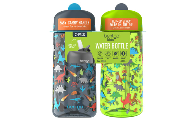 Bentgo Kids Dino Water Bottle 2 Pack