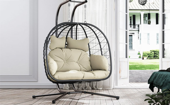 Bifanuo Double Wicker Swing Egg Chair