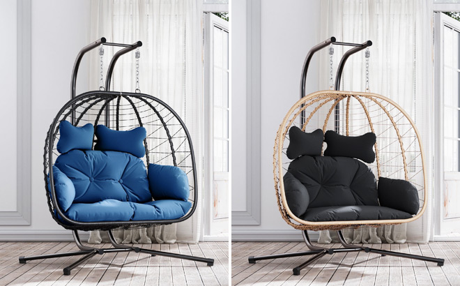 Bifanuo Double Wicker Swing Egg Chairs