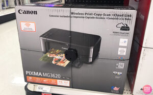 Canon Pixma MG3620 Wireless All In One Color Inkjet Printer on a Shelf at a Store