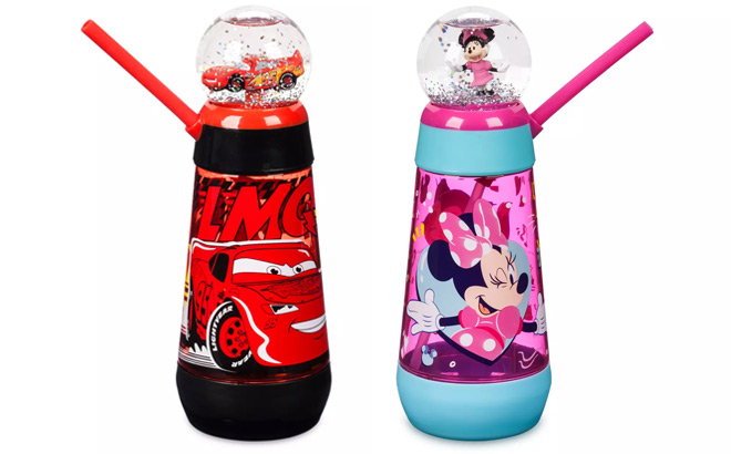 Cars Lightning McQueen Snowglobe Tumbler and Minnie Mouse Snowglobe Tumbler