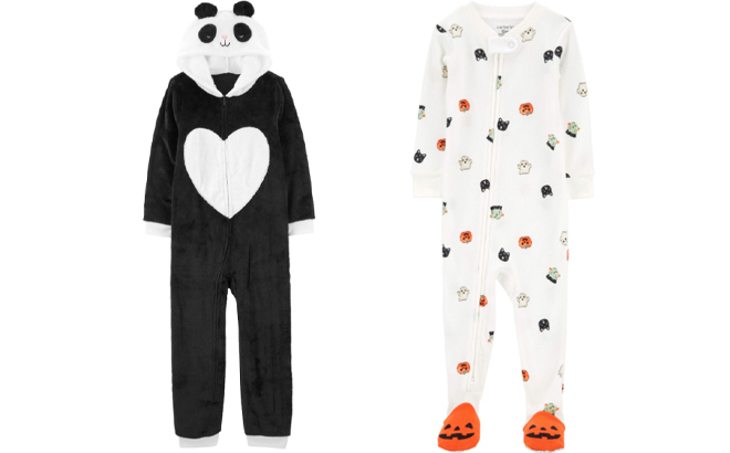 Carters Kids Panda Pajama Jumpsuit and Toddler 1 Piece Halloween Footie Pajamas