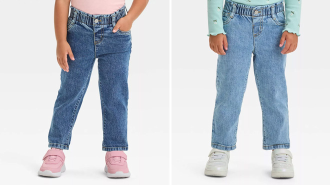 Cat Jack Toddler Girls Paperbag Denim Pants