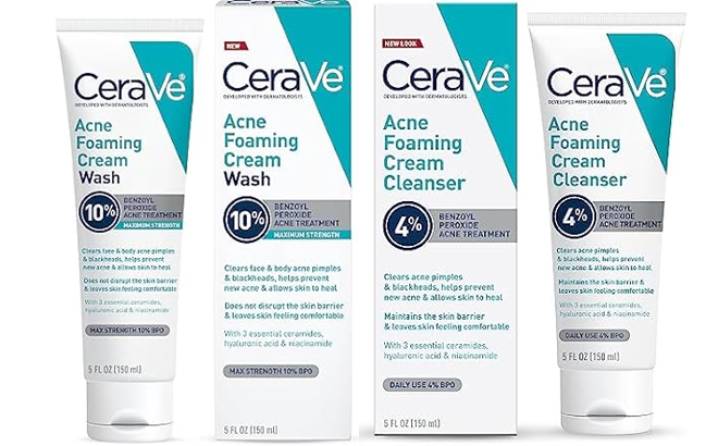 Cerave Acne Foaming Cream Wash and Acne Foaming Cream Face Cleanser