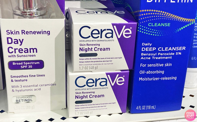 Cerave Night Creams on a Shelf