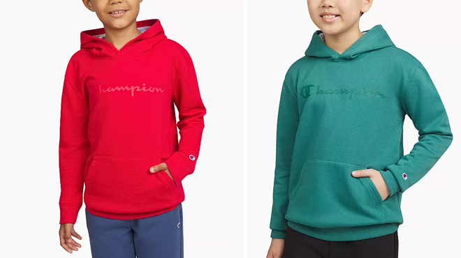 Champion Boys Long Sleeve Tonal Script Hoodie