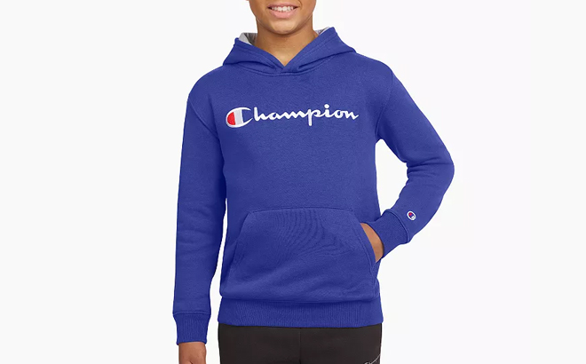 Champion Boys Signature Fleece Logo Pullover Hoodie