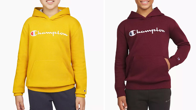 Champion Boys Signature Fleece Logo Pullover Hoodies