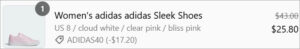 Checkout page of Adidas Womens Sleek Shoes